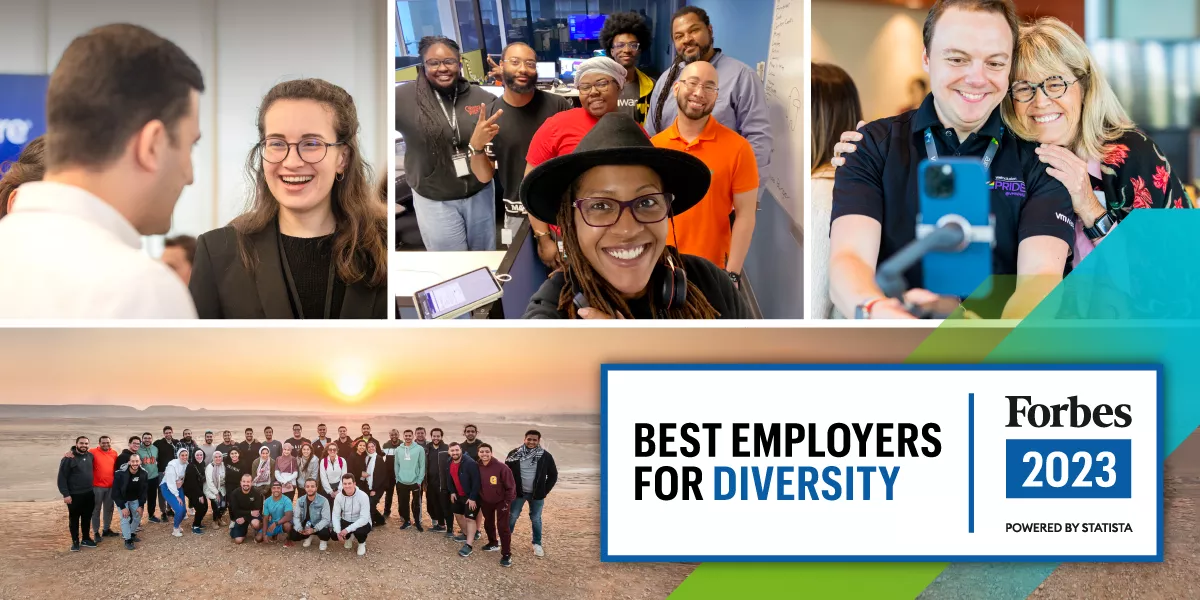 Collage of photos with the text 'Best employers for diversity' 
