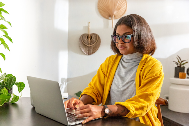 person on computer