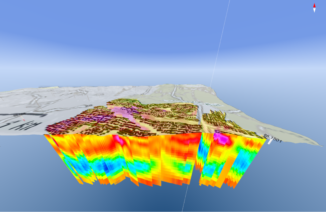 3D visual of geographic survey of underground soil densities