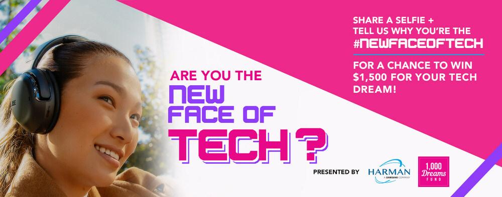 Are you the new face of TECH? Woman shown wearing headphones.
