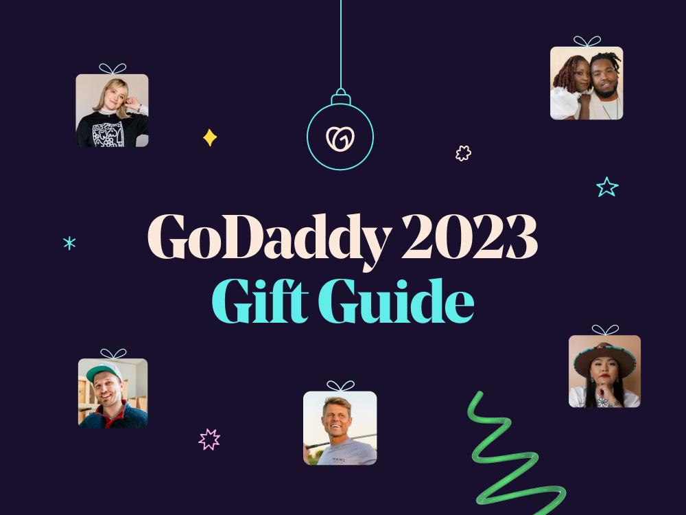 GoDaddy 2023 Gift Guide showing five entrepreneurs.