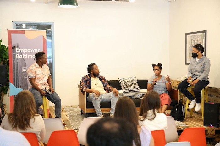 Photo: The Empower Baltimore Panel (from left to right Q Ragsdale, Tyron Harper, Susan Clayton, and Bakari Jones)