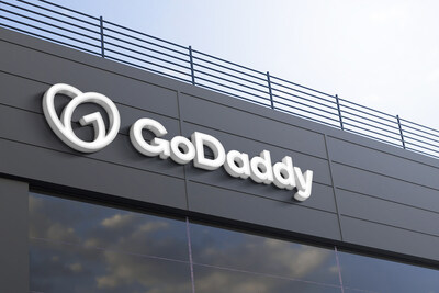 GoDaddy company logo shown on the company headquarters.