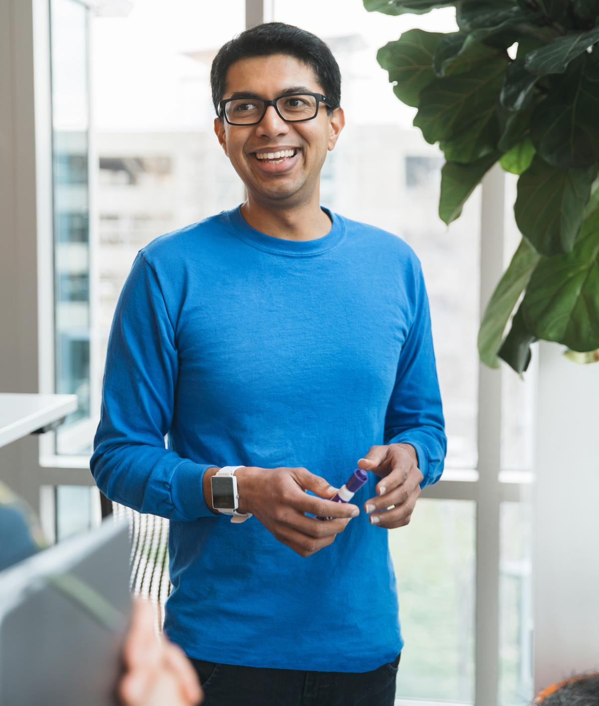 Worker shown in the GoDaddy corporate offices.