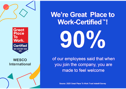 We're a great place to work. Work certified 90%.