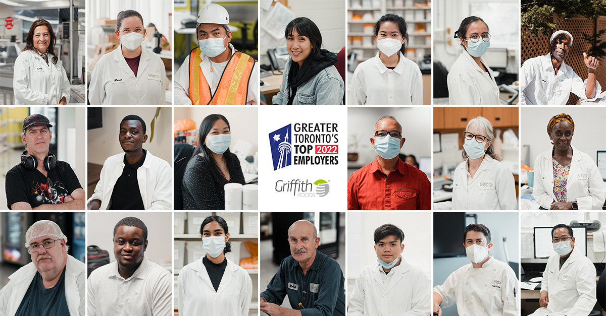 Collage of portraits of Griffith foods employees 