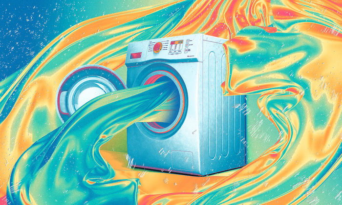 washer spilling an artistic rainbow
