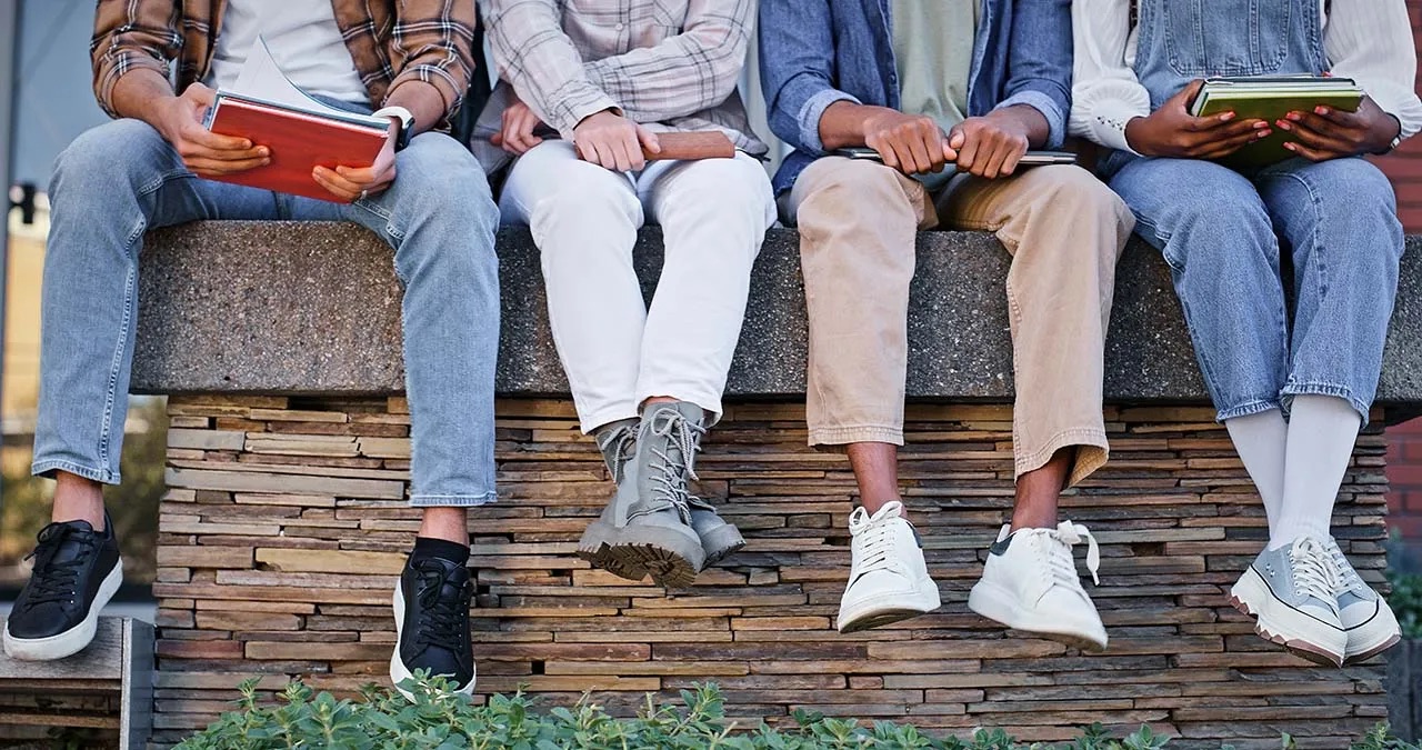 students sitting in a row