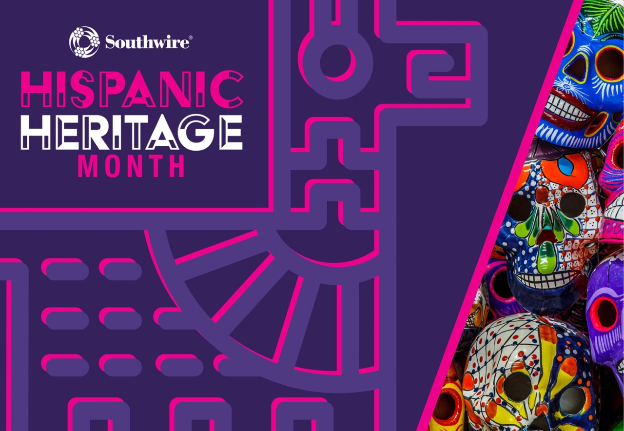 Southwire logo, Hispanic Heritage Month and decorated skull masks