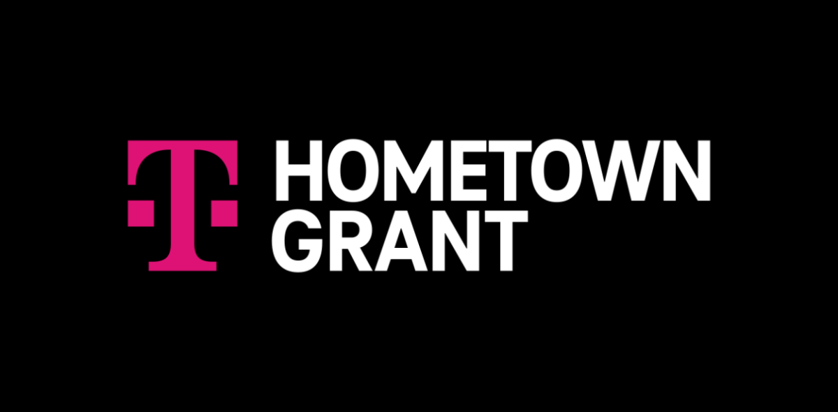 T-Mobile logo and "Hometown Grant" on a black background