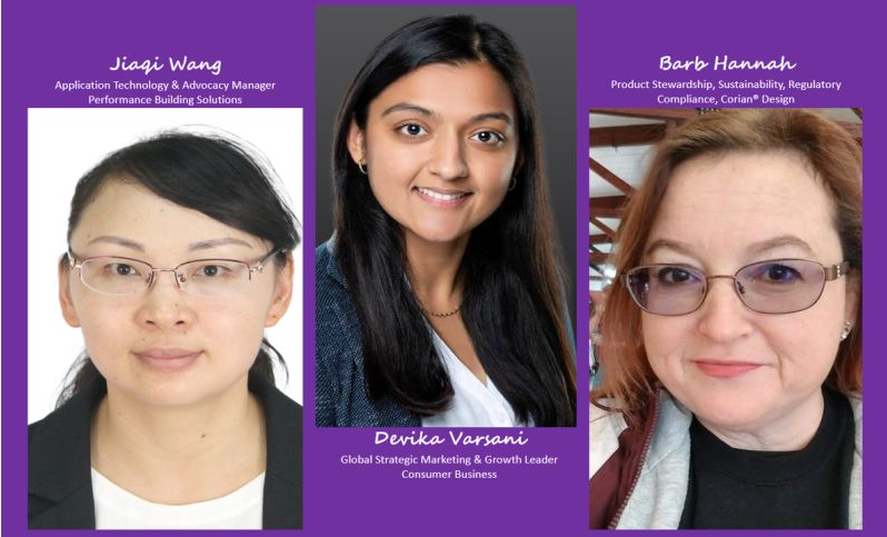 Headshots of Jiaqi Wang, Devika Varsani, Barb Hannah 
