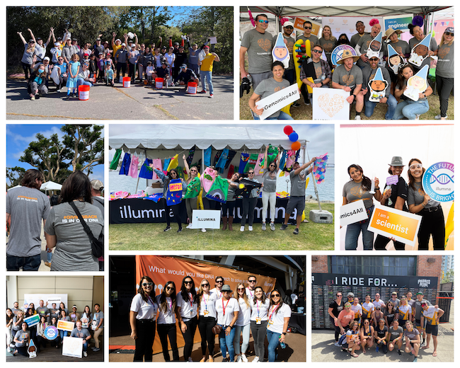 photo collage of employees volunteering