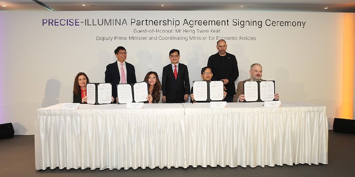 Photo: Deputy Prime Minister and Coordinating Minister for Economic Policies Heng Swee Keat as Guest-of-Honour, gracing the PRECISE-ILLUMINA Partnership Agreement Ceremony, on 26 May at Illumina’s Woodlands Laboratory.