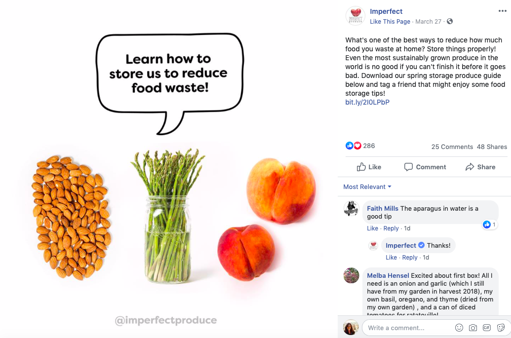 Imperfect Foods reduce food waste Facebook