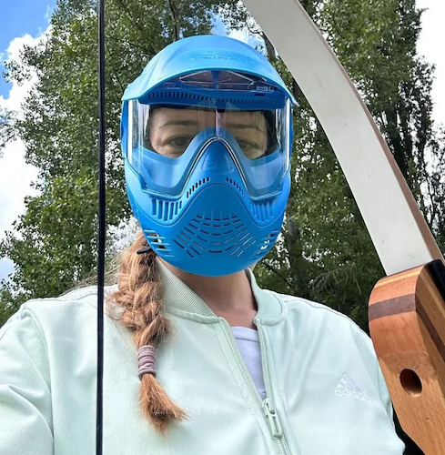 Jelena shown wearing a mask.