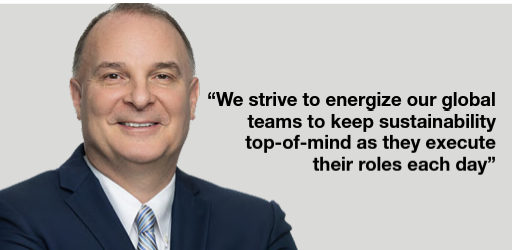 John Rost and quote "We strive to energize our global teams to keep sustainability top-of-mind as they execute their roles each day."