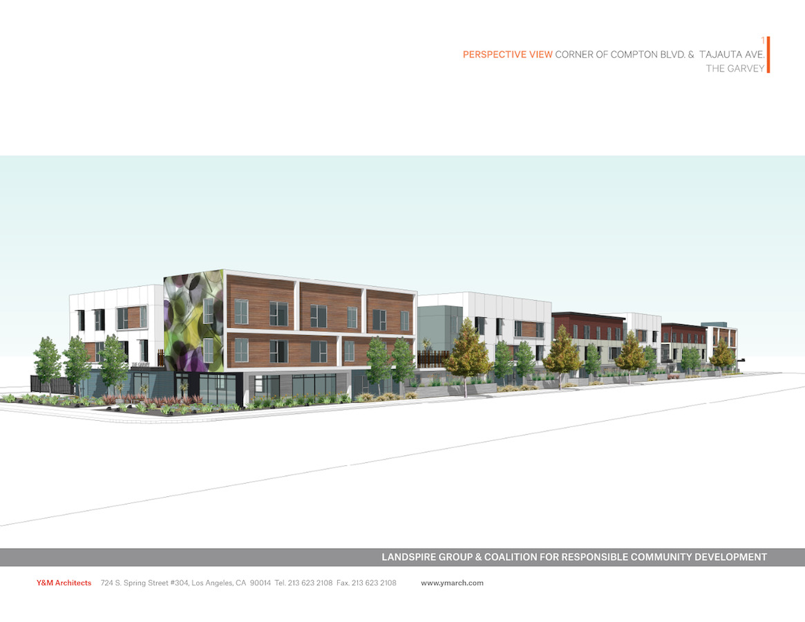 Rendering of Compton Blvd. affordable housing project.