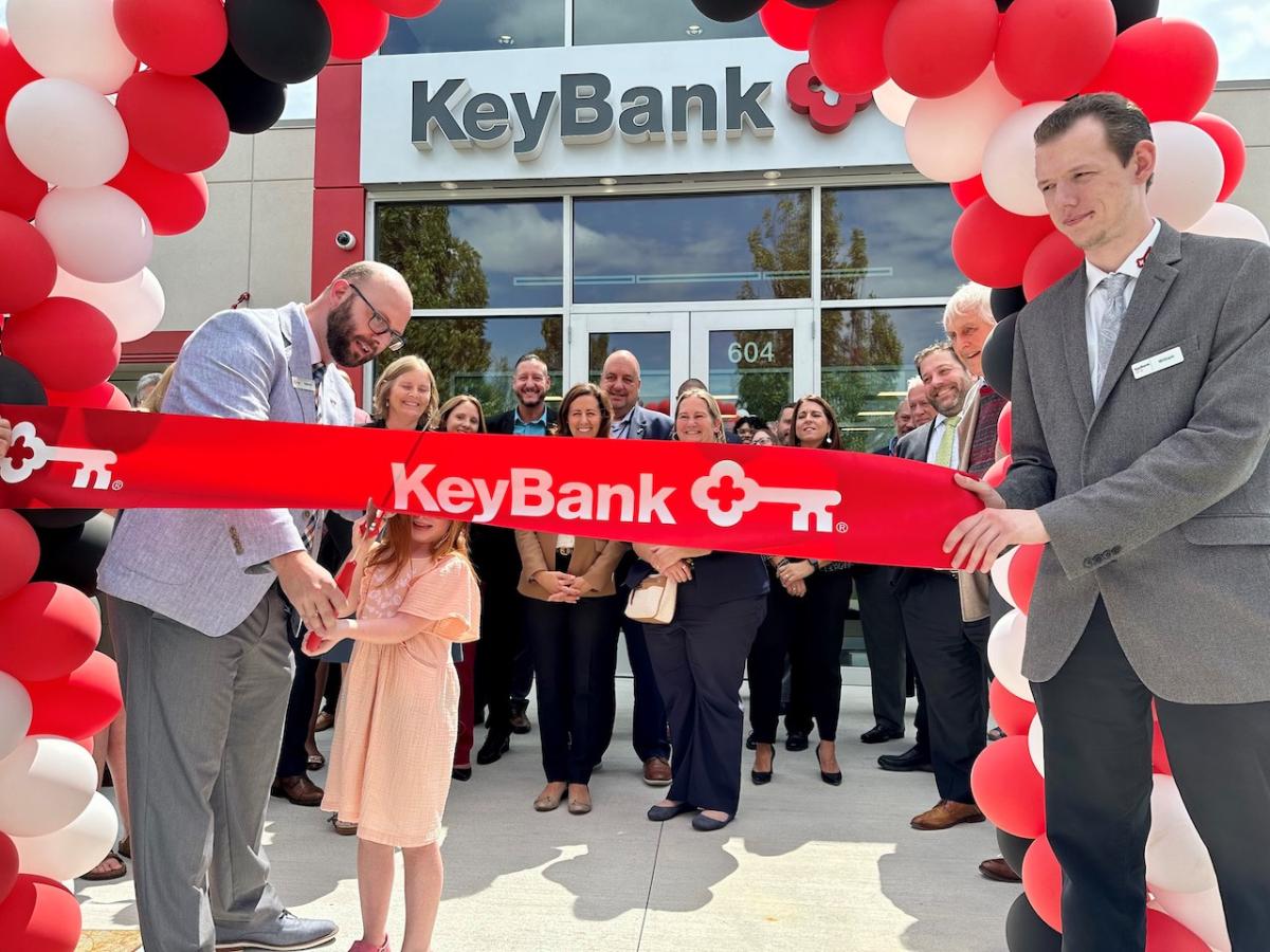 Ribbon cutting at new KeyBank branch in Ithaca.