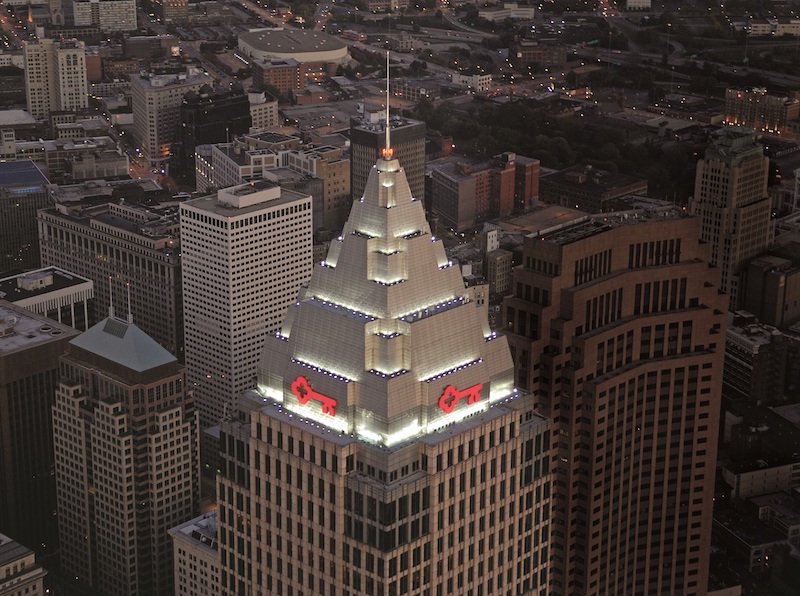 KeyBank Key Tower shown in aerial photo.