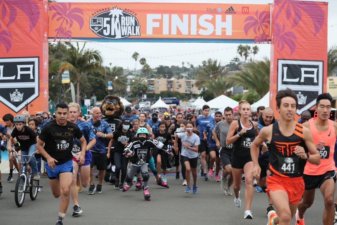 More than 2,000 community members run, walk and skate through Redondo Beach, Calif. during the annual LA Kings 5K on September 18, 2021.