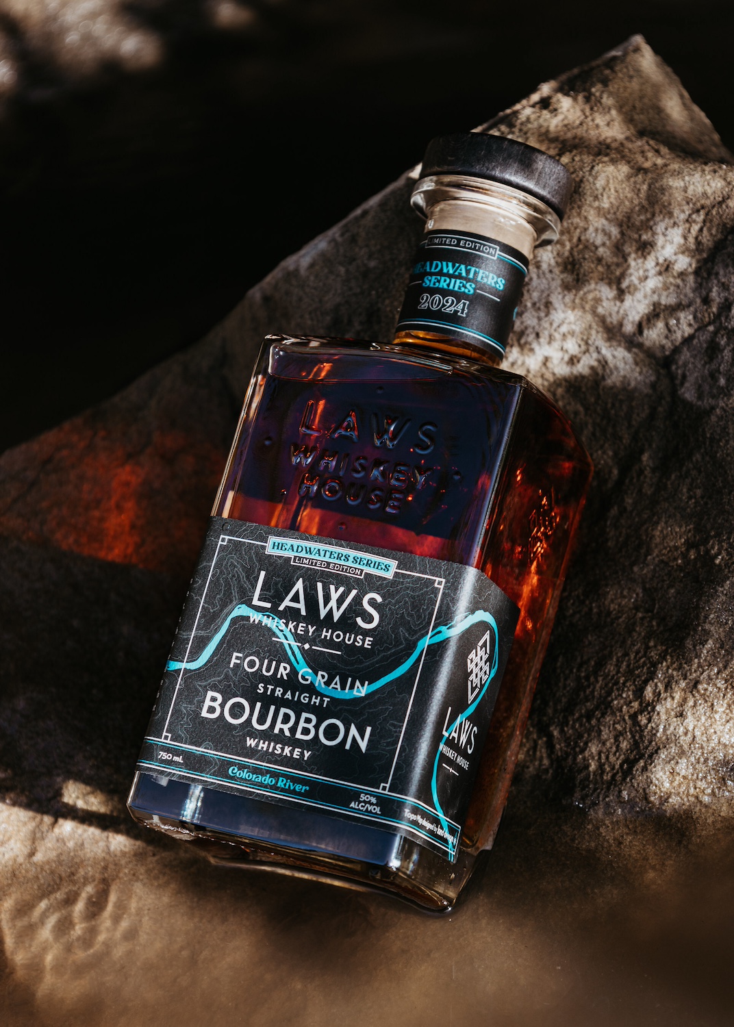 A bottle of the 2024 edition of the Headwater Series from Laws Whiskey House.