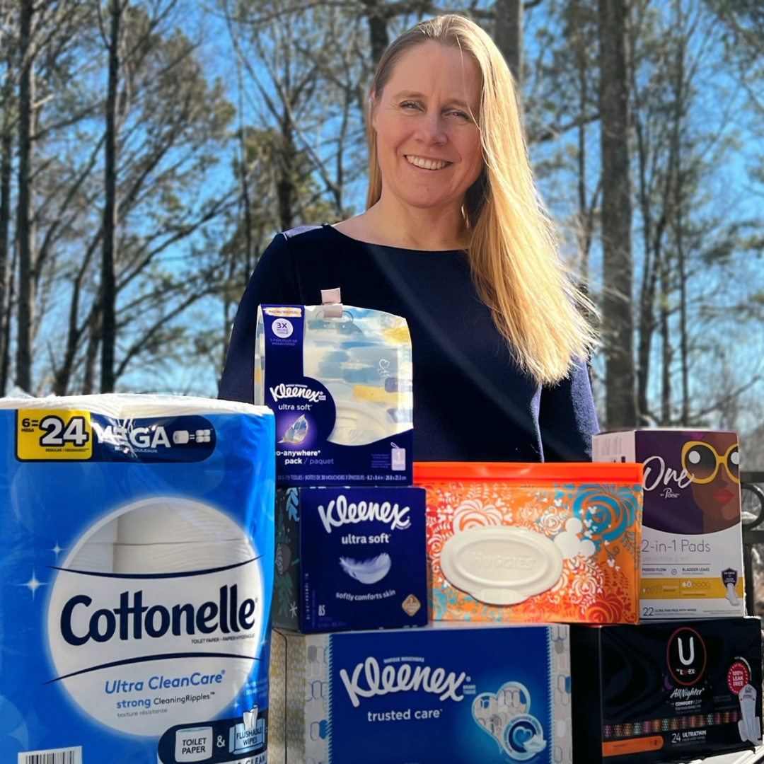 Lori Shaffer with Kimberly Clark products