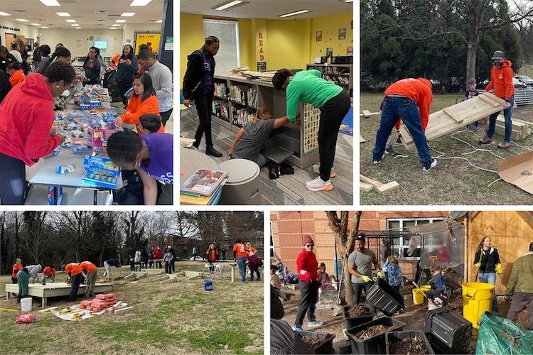Collage showing The Home Depot volunteers doing a variety of projects in their communities.