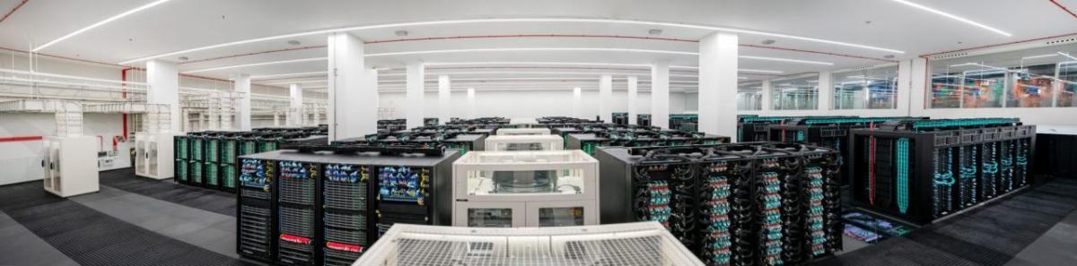 A room full of large computer servers.