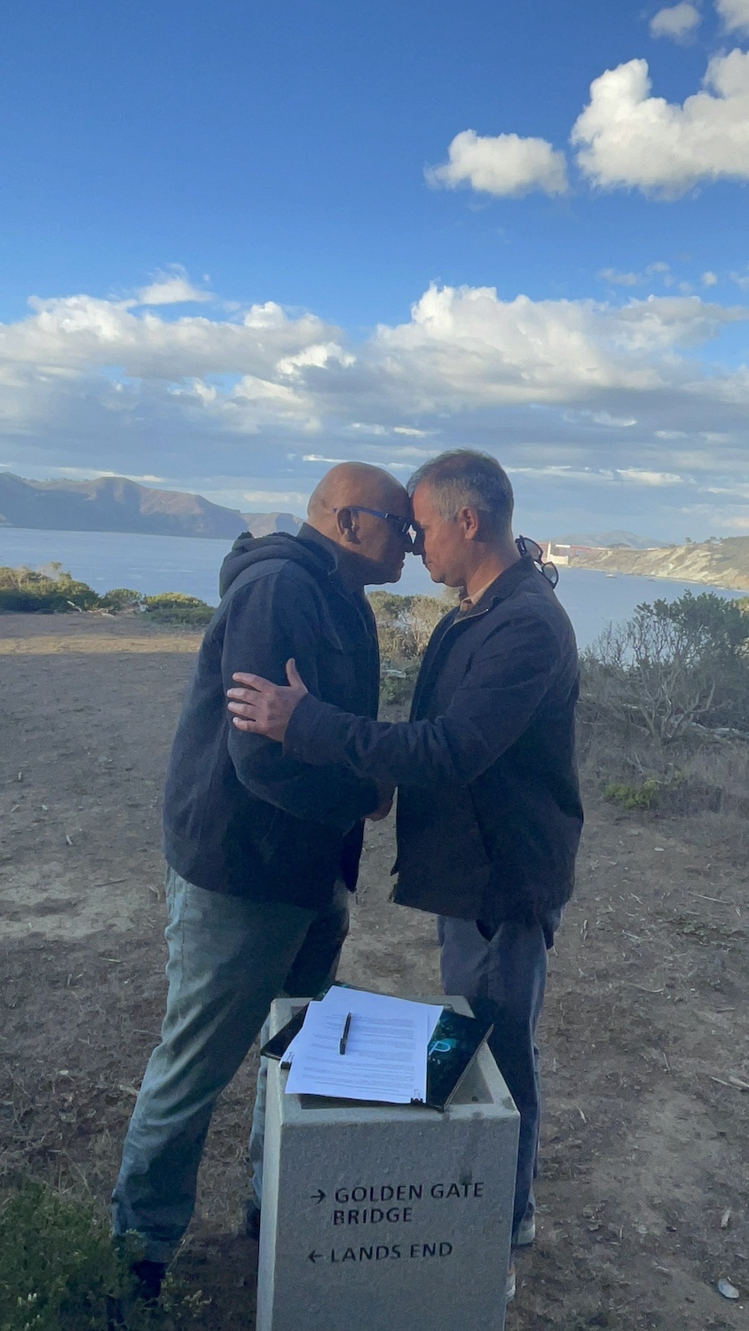 Beau Perry and Haydn Read xchange the traditional Māori hongi, pressing noses in a meaningful gesture of respect and shared purpose — seaweed farming