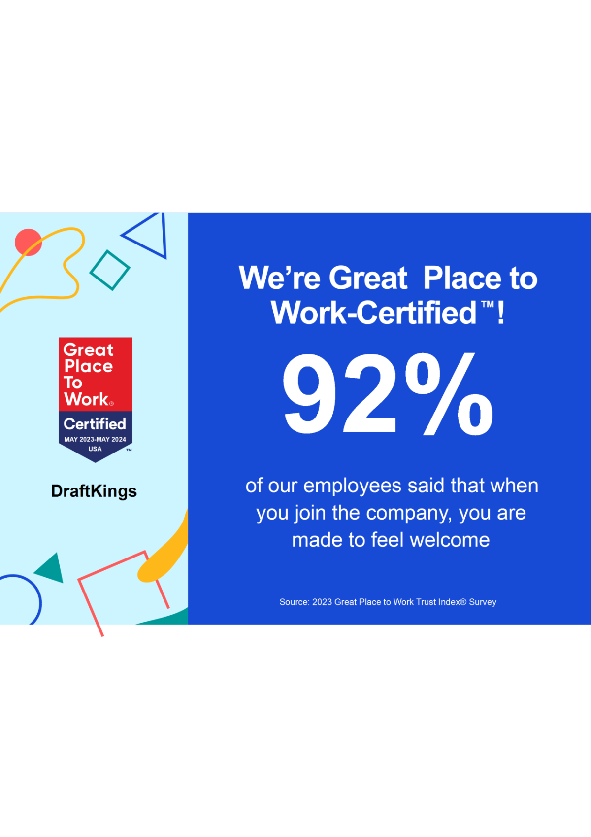 Great place to work logo with data