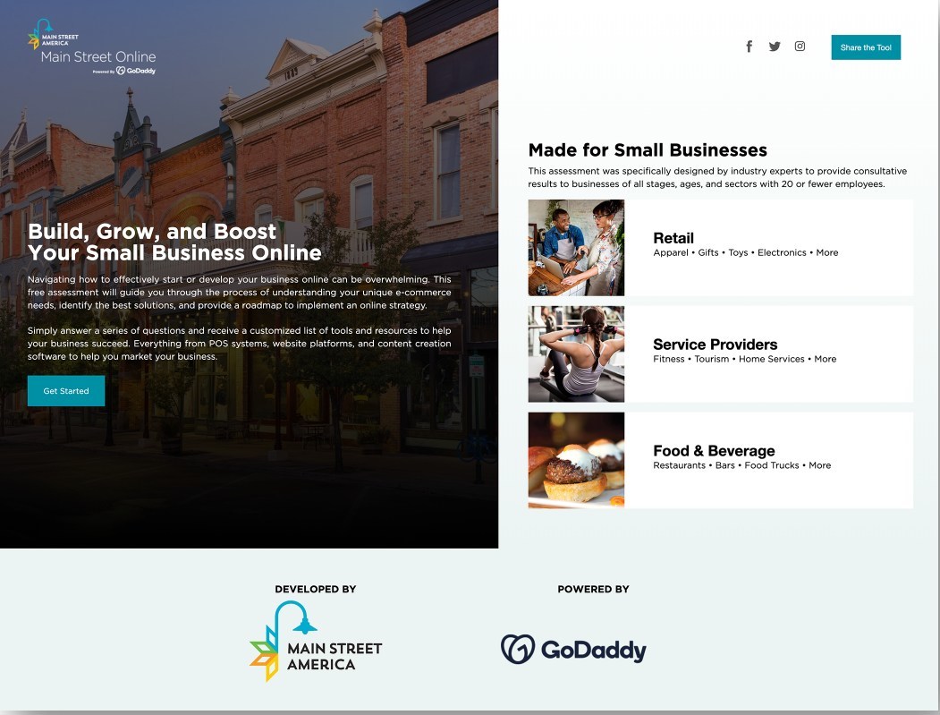 Main Street Online homepage