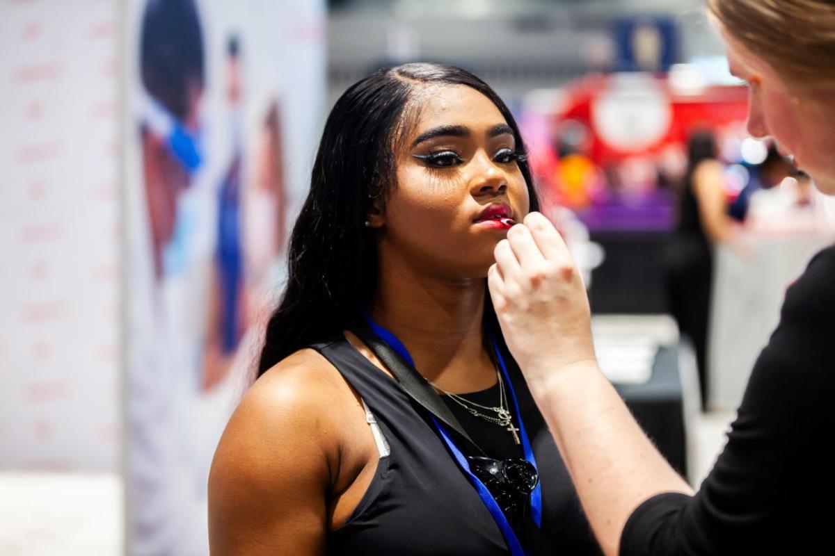 A person having makeup applied