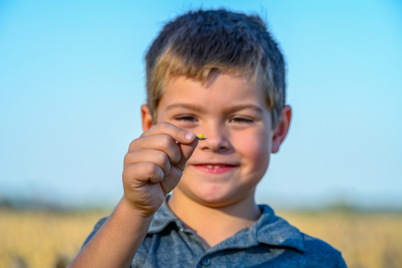 child holding a seed