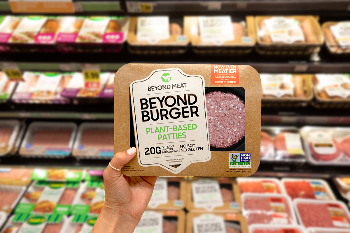plant-based foods Beyond Burger in the grocery store