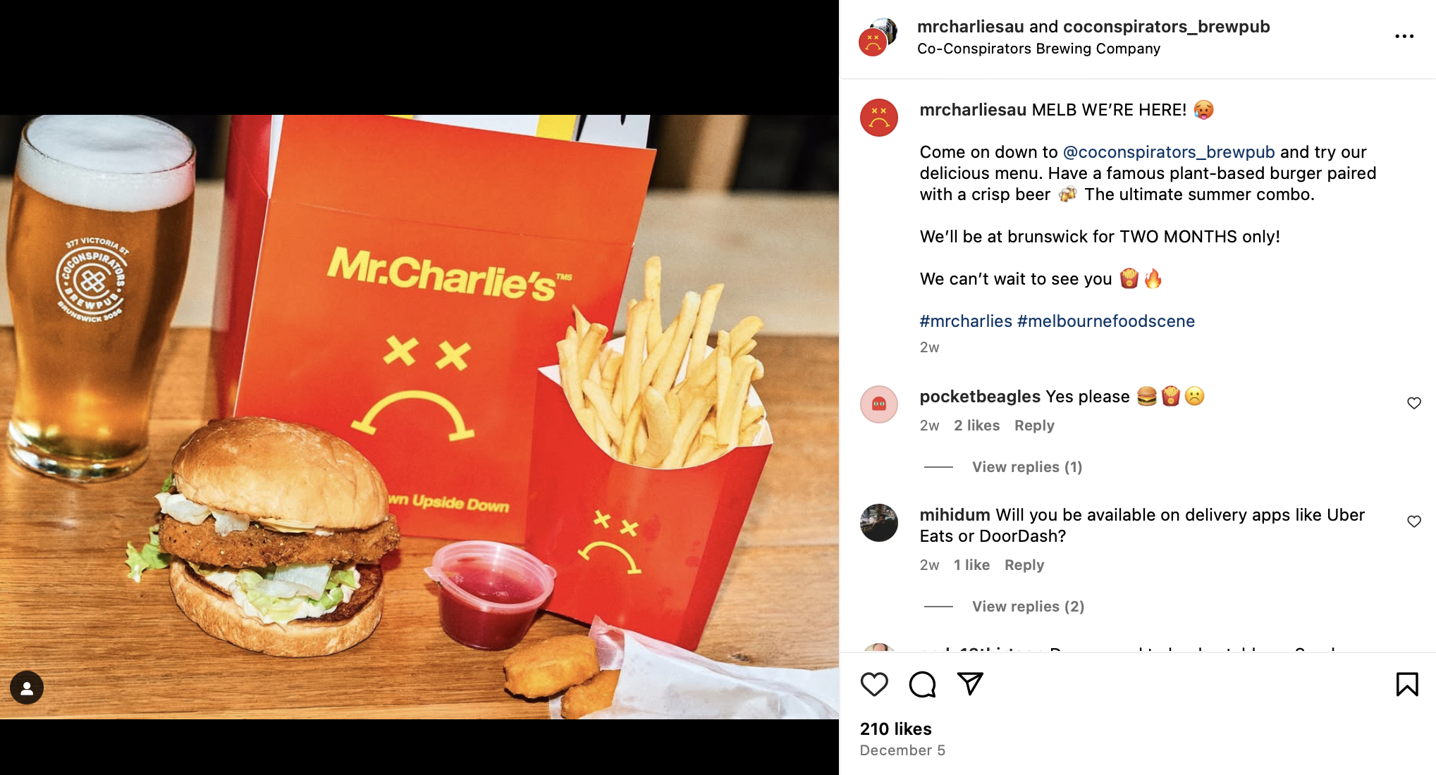 Mr Charlie's Melbourne — new plant-based foods launching in 2025