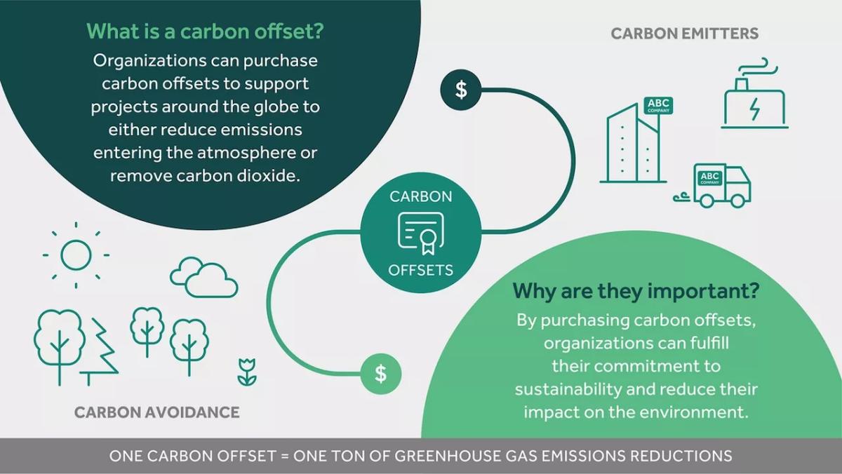 What is a carbon offset? Organizations can purchase carbon offsets to support projects around the globe to either reduce emissions entering the atmosphere or remove carbon dioxide. Why are they important? By purchasing carbon offsets, organizations can fulfill their commitment to sustainability and reduce their impact on the environment.