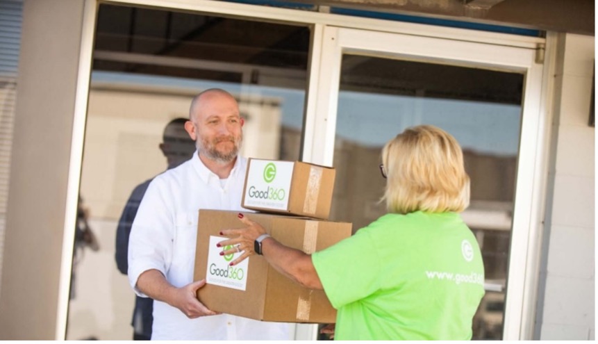 one person making a delivery to another