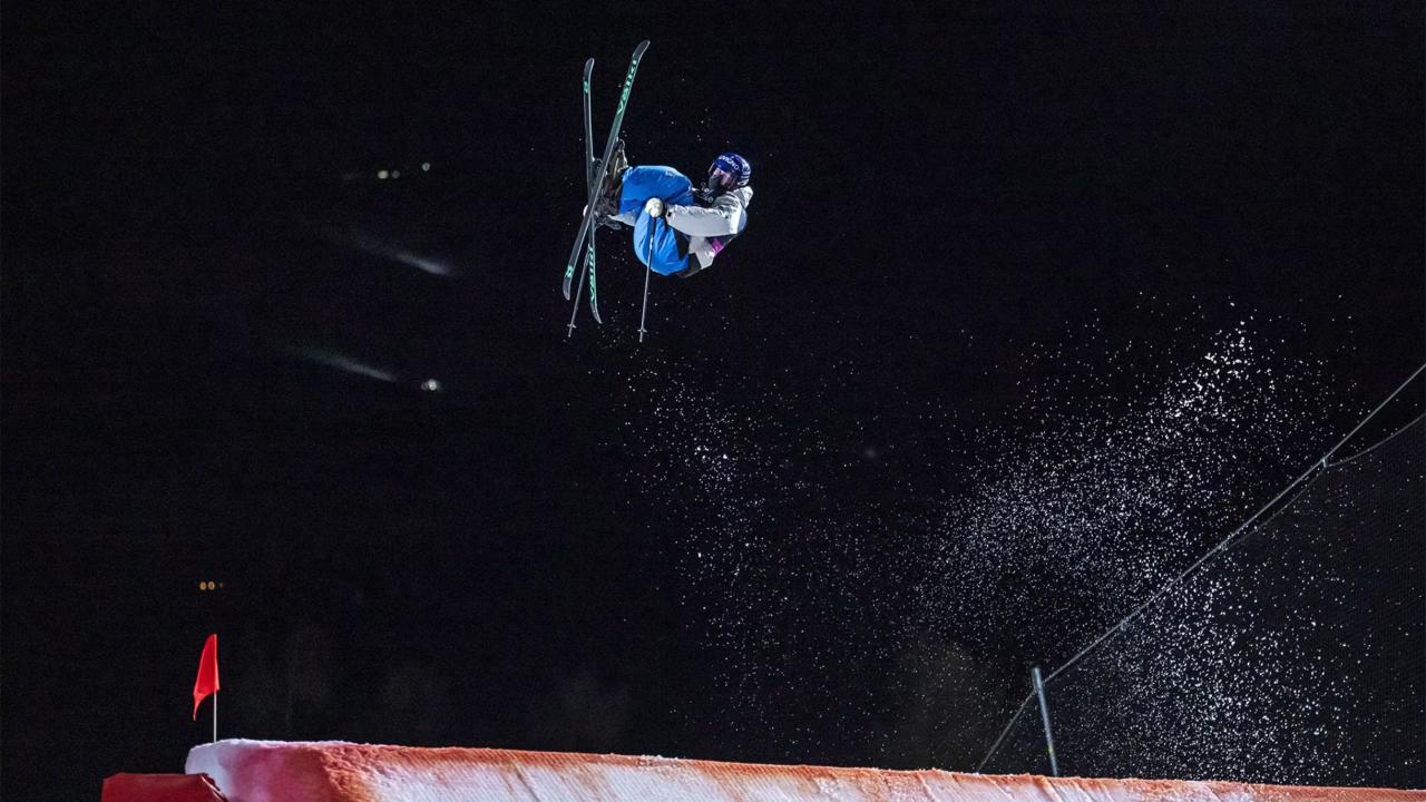 Athlete skiing