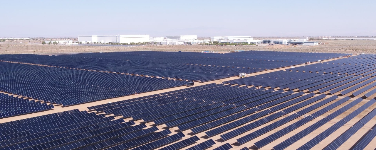 field of solar panels