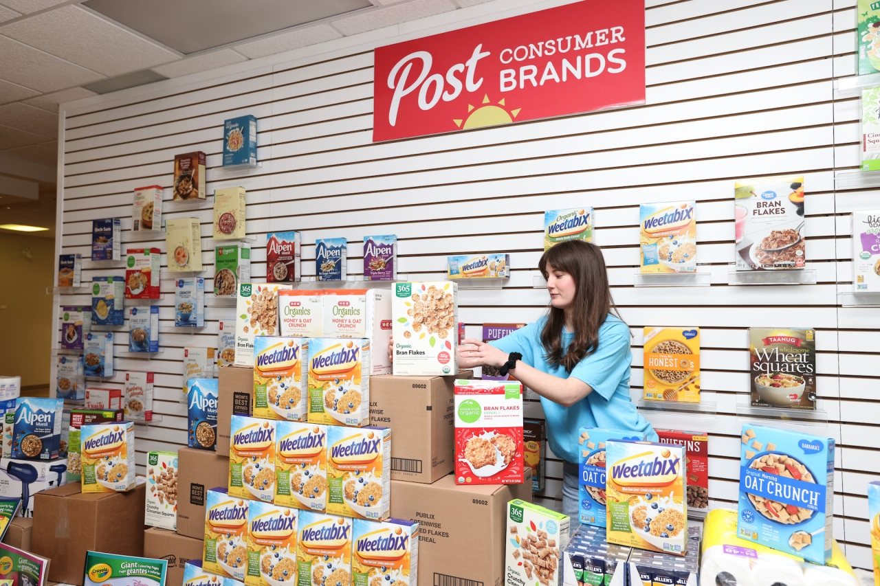 Post employees with goods donated through the company’s “Ingredients for Good” initiative benefitting the Cornerstone Family Violence Prevention Centre and The Denise House on Thursday, Apr. 28, 2022 in Cobourg, Ontario. (Dale Wilcox/Post Consumer Brands)