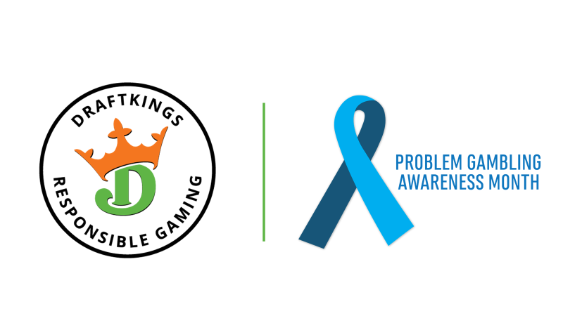 DraftKings and Problem Gambling Awareness Month logos