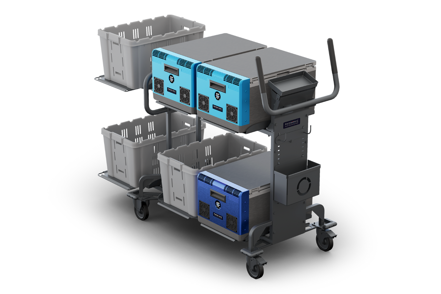 Phononic's cart designed to carry its cooling totes. 