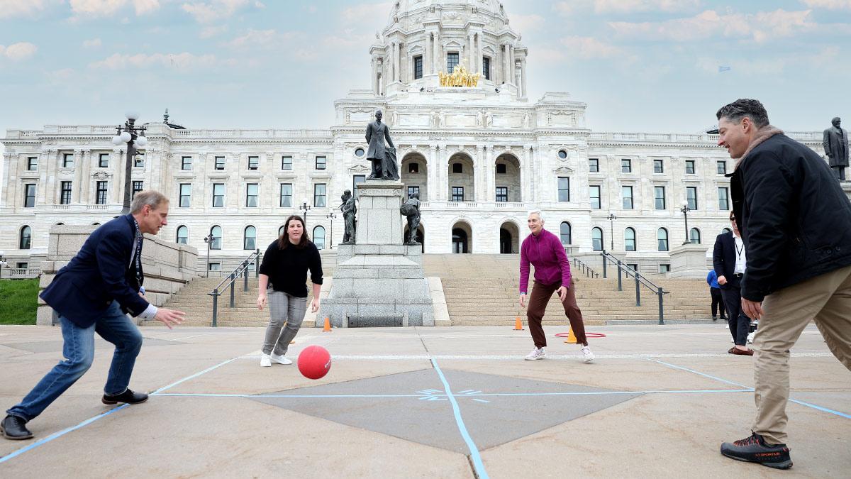 Werner Loots (right), executive vice president of consumer lending at U.S. Bank, helped host Playworks Recess​ on the Hill​ ​at the Minnesota capitol this spring