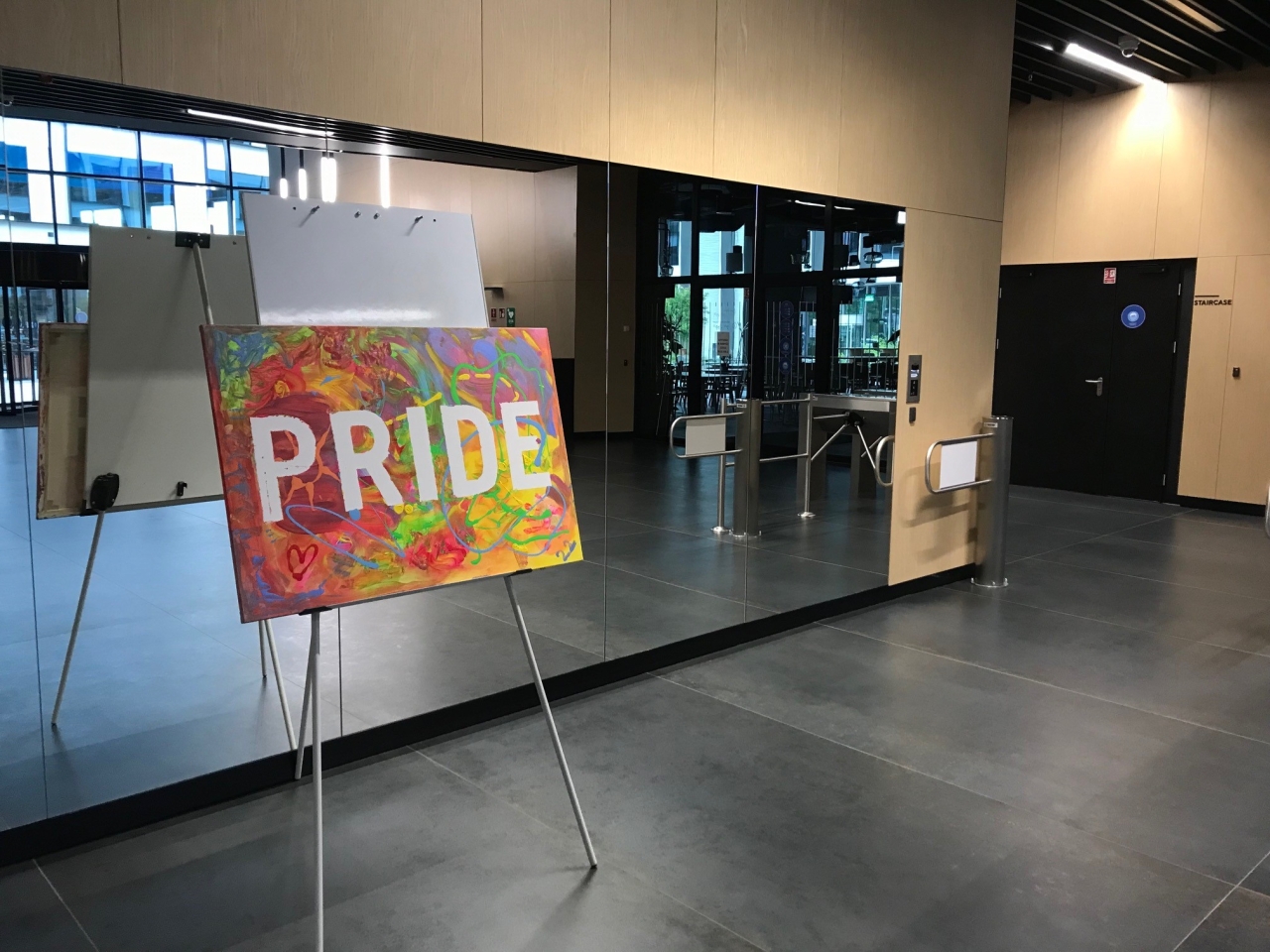 Pride banner in halllway