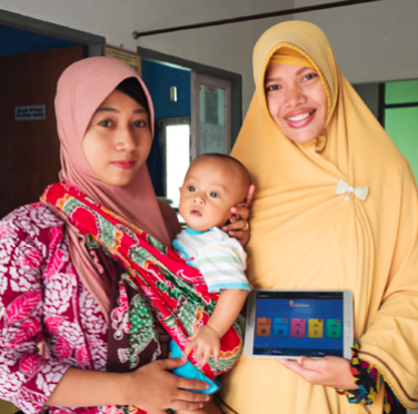 two women with baby