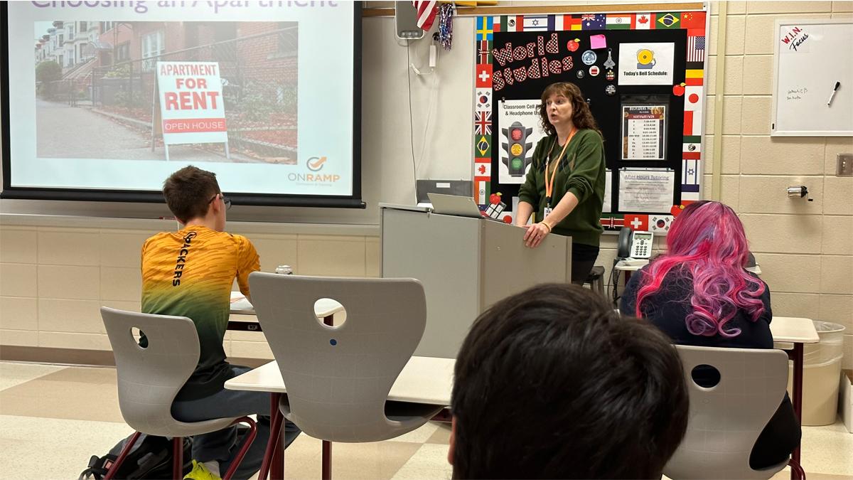 RAMP employee Deanna Robbins teaches a Teens in Transition class in Winnebago County, Illinois.