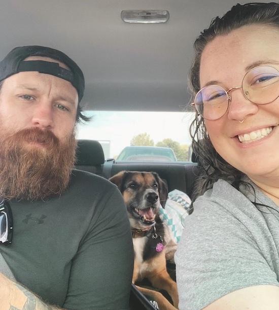 Raisa Lynn, her husband and their dog.