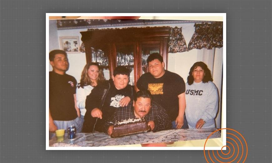Roberto Barragan Jr. and his family shown at a birthday party. 