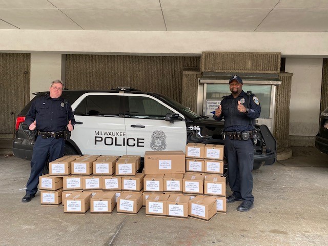 In March, SC Johnson donated65 cases of hand sanitizer and dispensers to the Milwaukee Police Department (SC Johnson/Facebook)