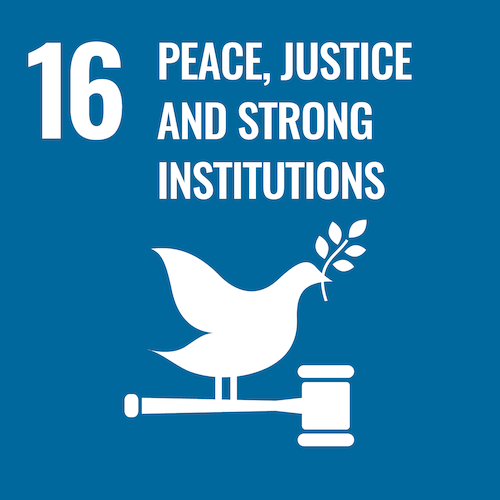 SDG 16: Peace, Justice and Strong institutions.